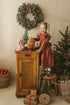 Rusty linen girls dress with ruffles for Christmas