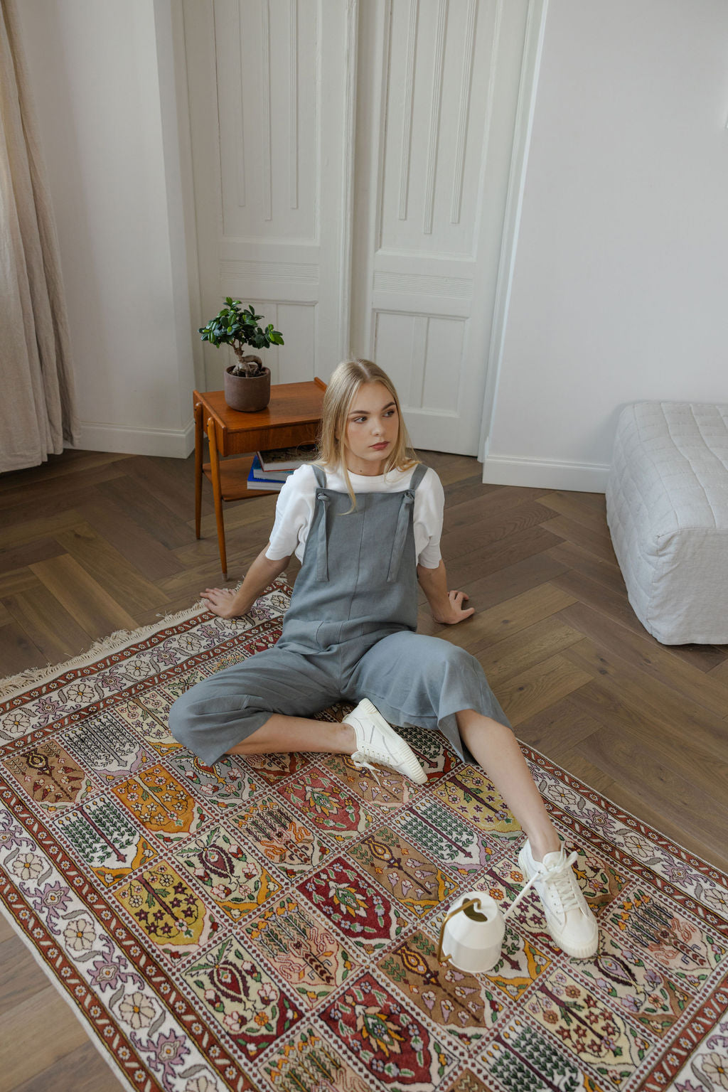 Gray linen jumpsuit
