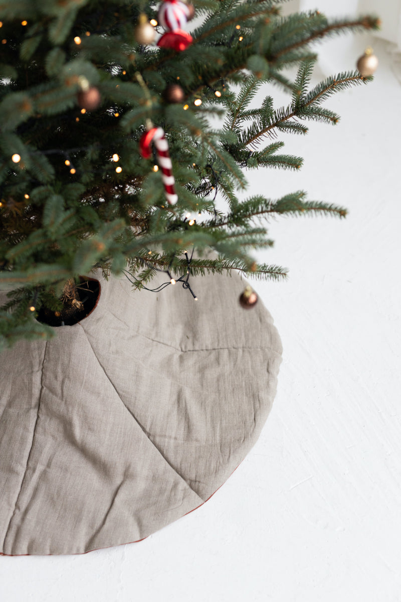 linen Christmas tree skirt