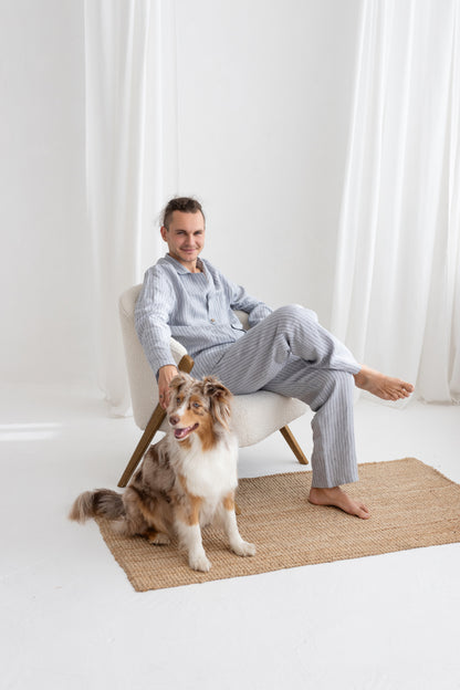 gray linen men&