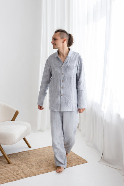 gray linen men&