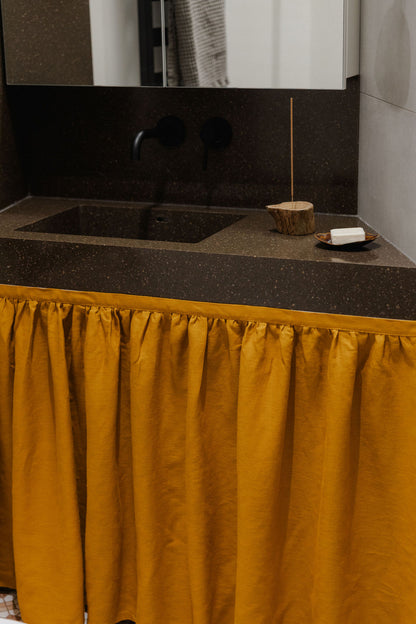 linen sink skirt with velcro