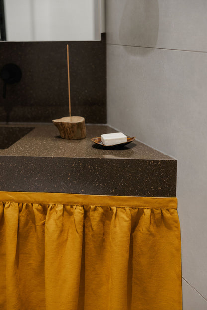 linen sink skirt with velcro