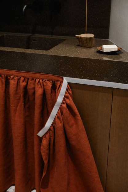 linen sink skirt with velcro