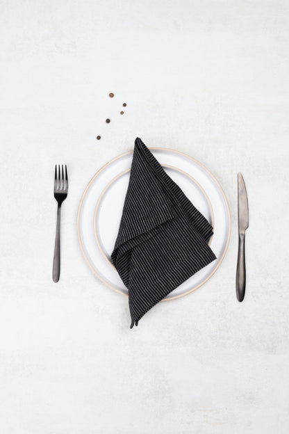 black striped linen napkin