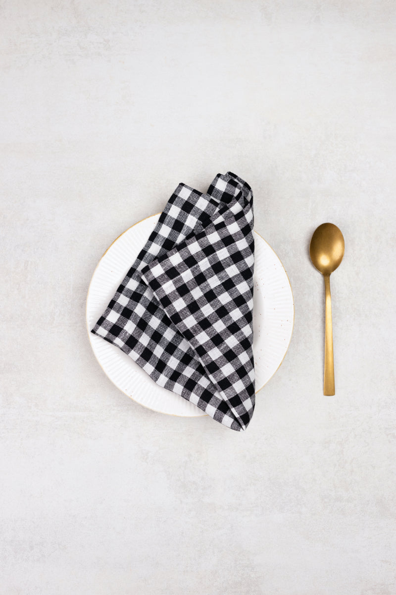 black gingham linen napkins