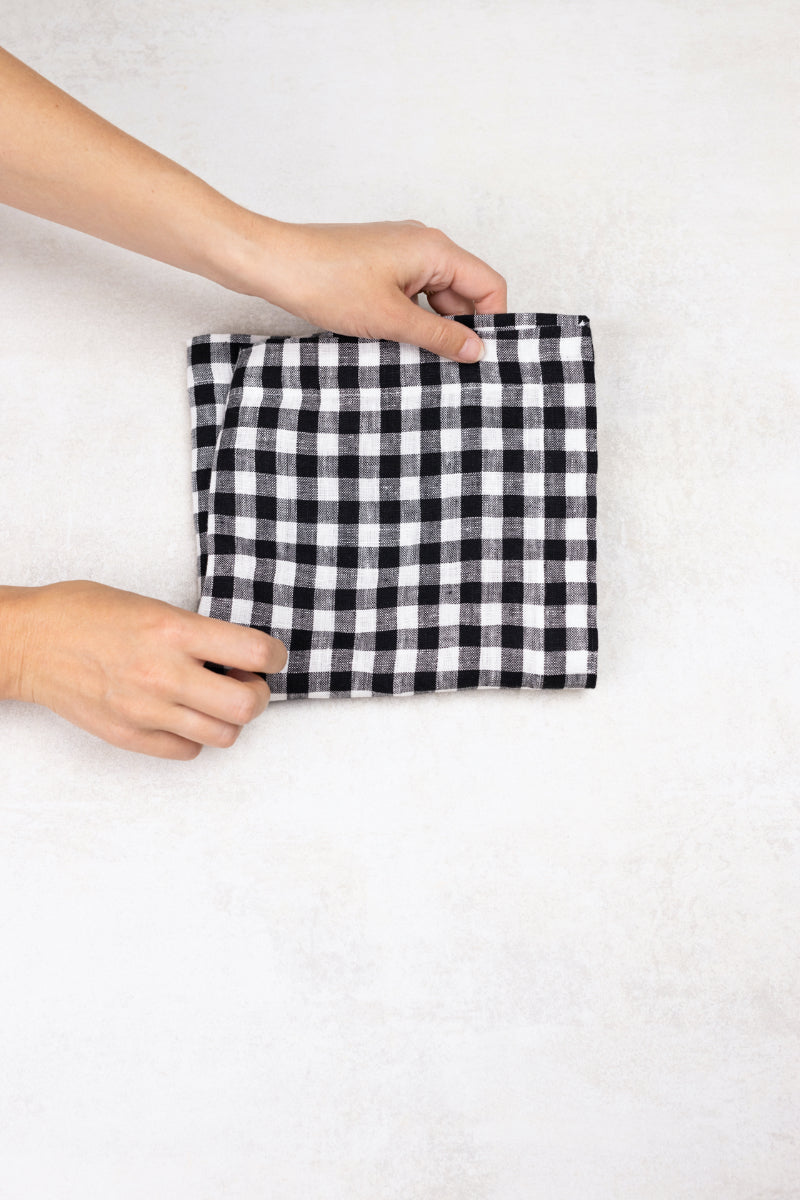 black gingham linen napkins