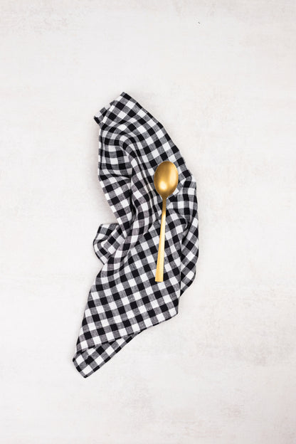 black gingham linen napkins