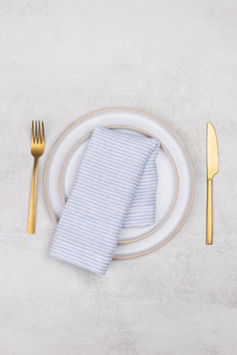 Sky Blue Stripes Linen Napkins Set Of 2