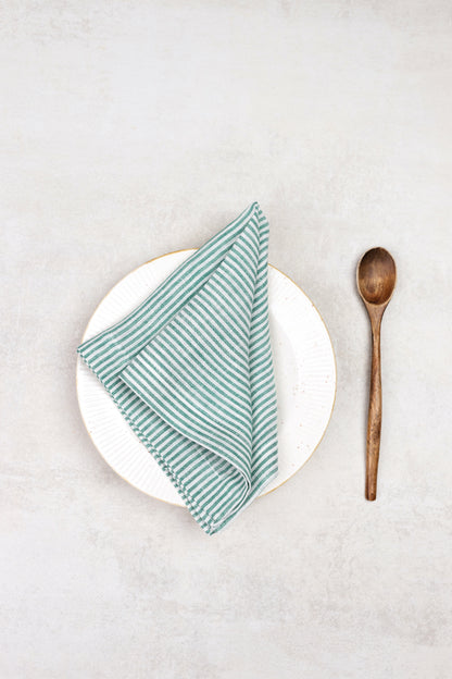 green striped linen napkins