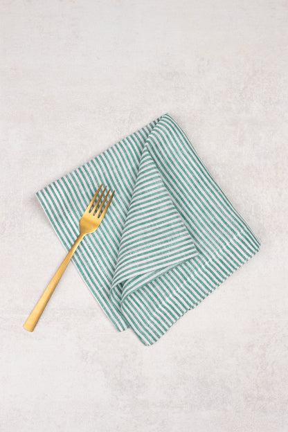 green striped linen napkins
