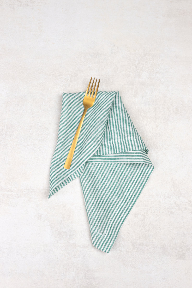 green striped linen napkins