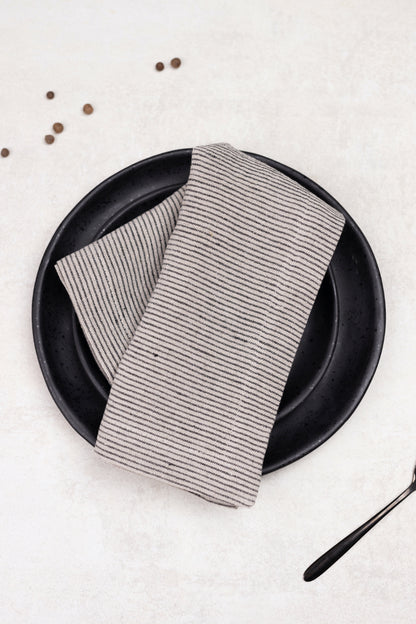 striped black napkin