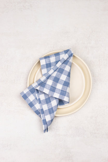 blue gingham linen napkins