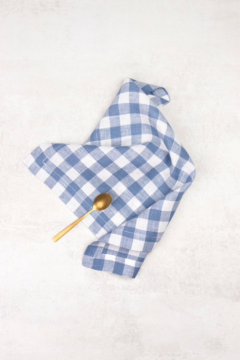 blue gingham linen napkins