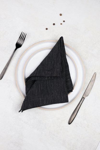 black striped linen napkin