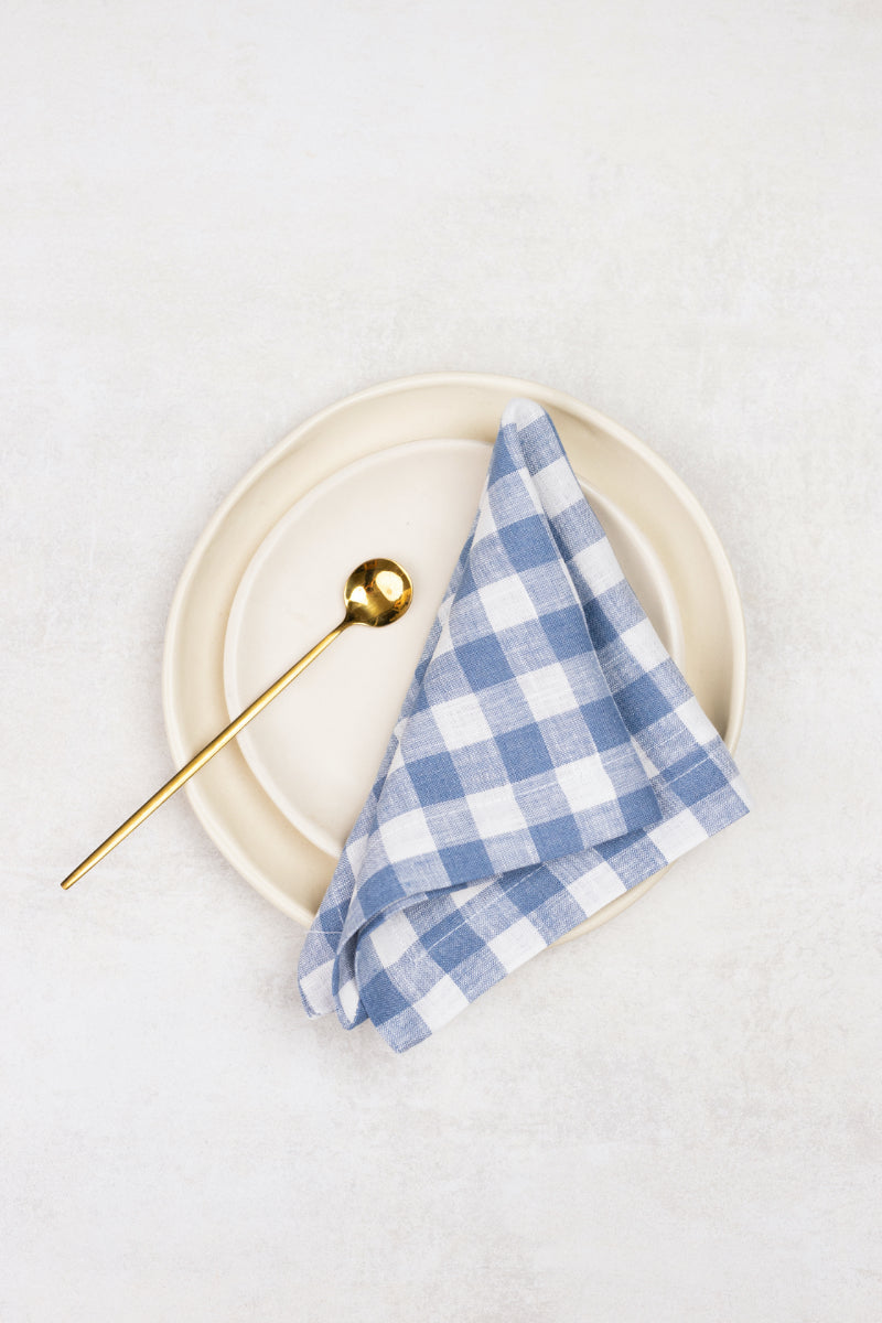 blue gingham linen napkins