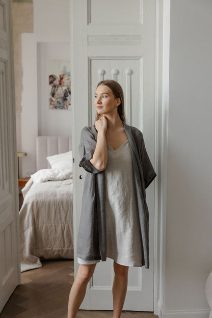 lightweight linen bath robe