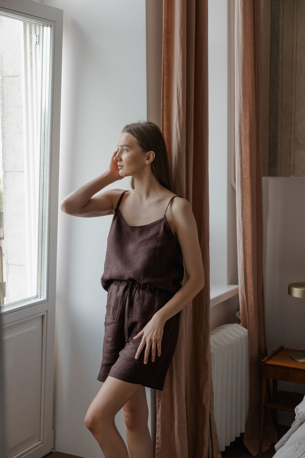 brown linen pajama