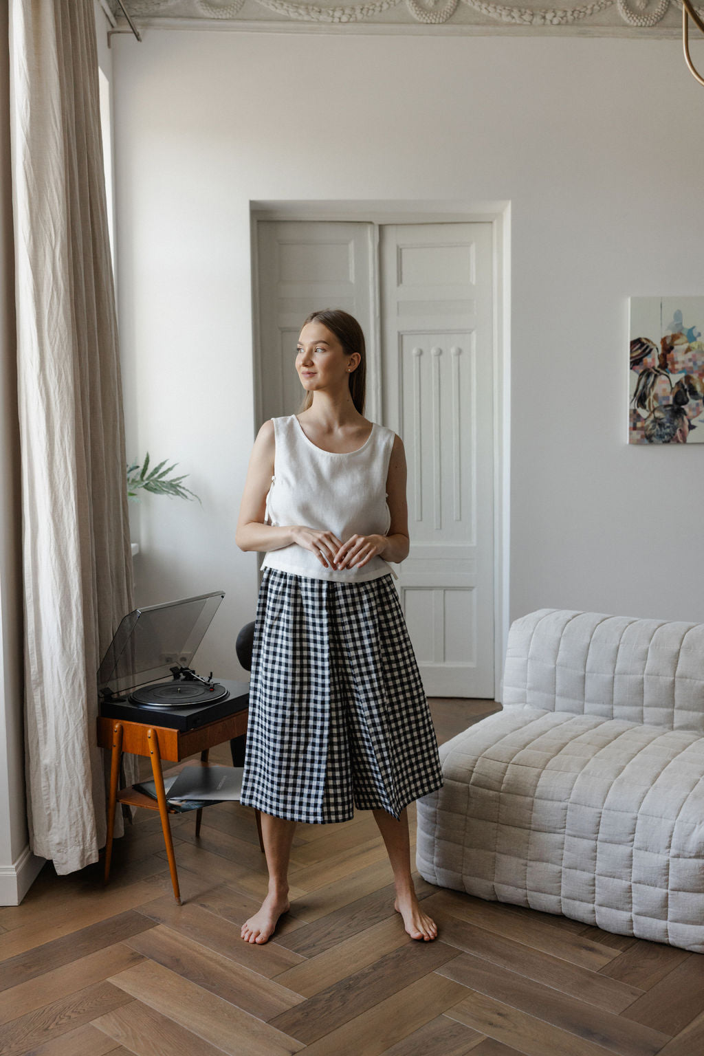 Linen Culotte Skirt Pants