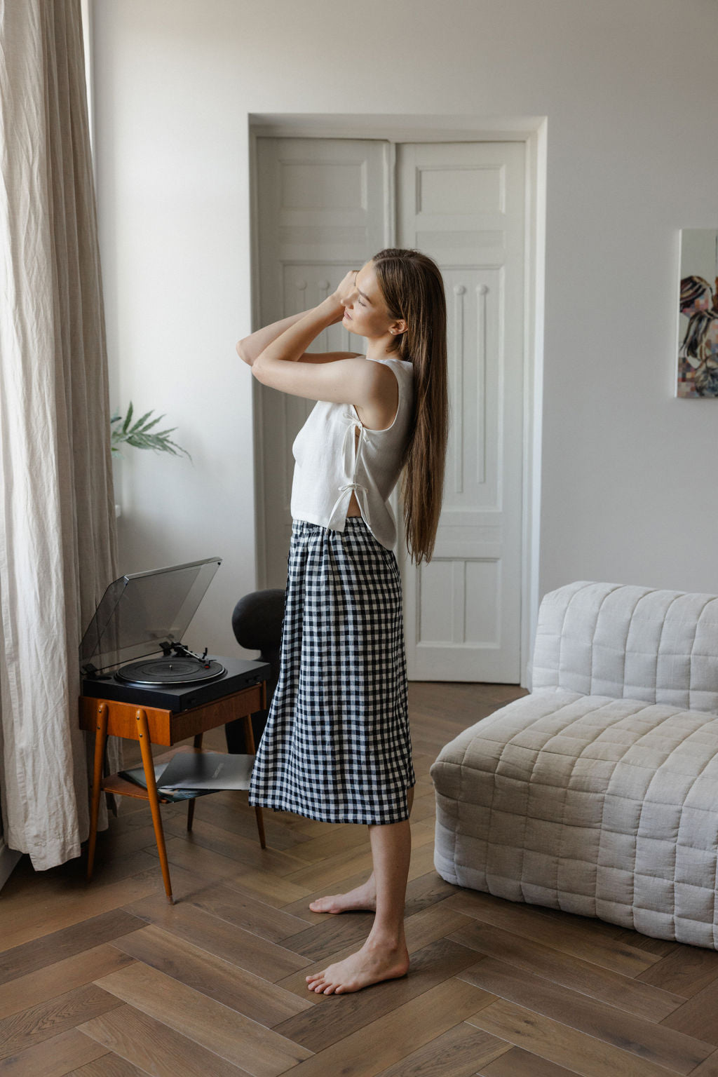 white linen crop top with side ties