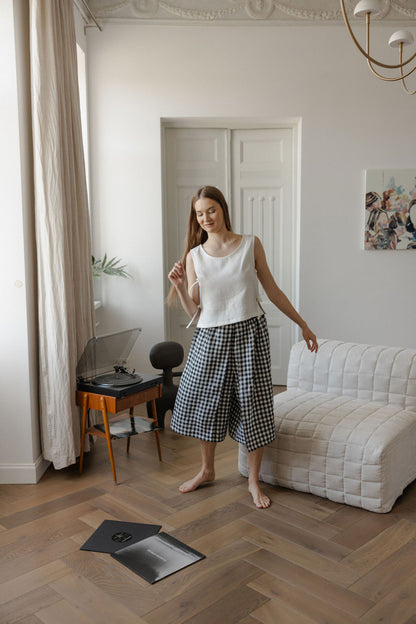 Linen Culotte Skirt Pants