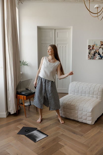 Linen Culotte Skirt Pants