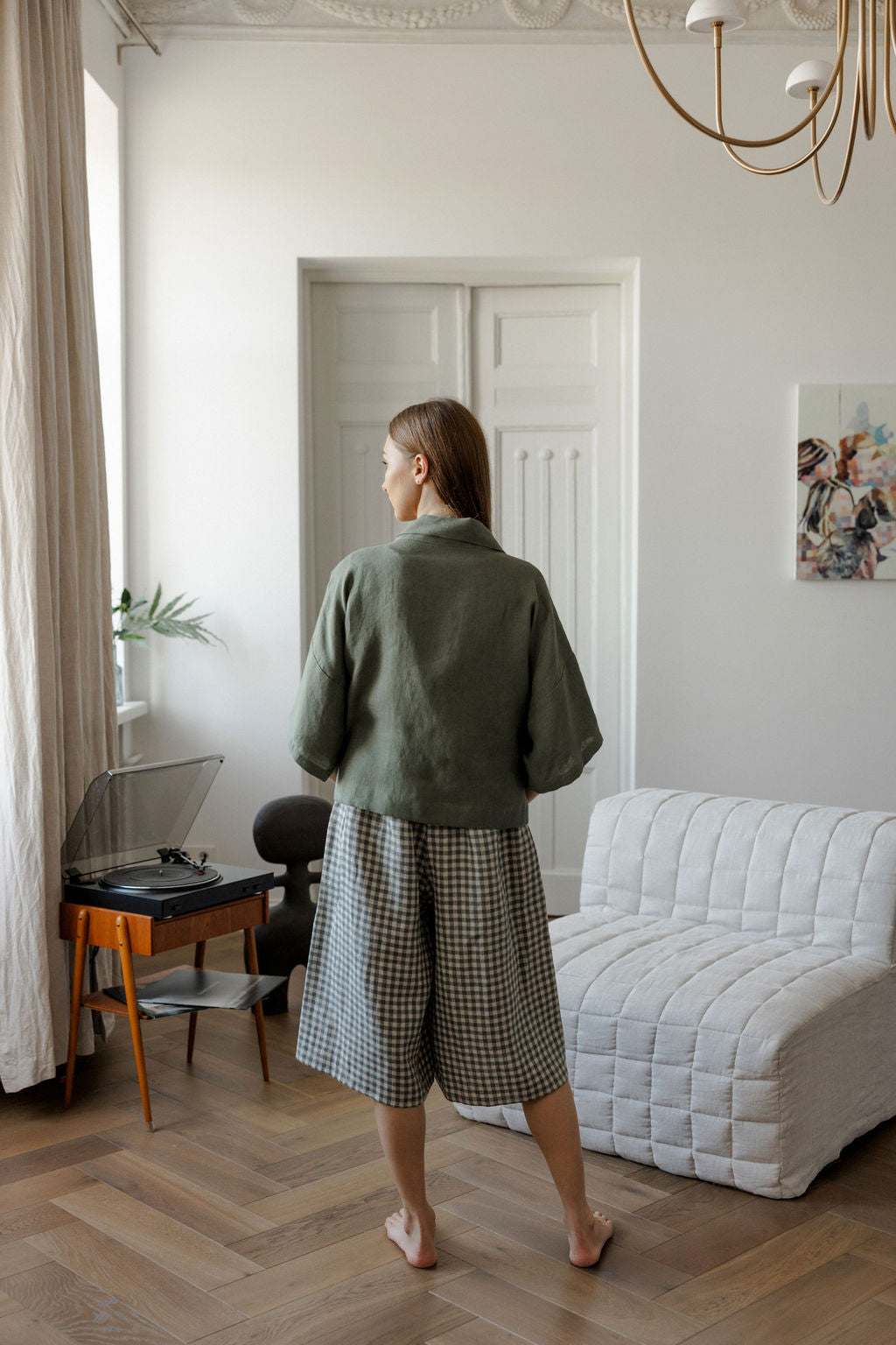 Safari Green Linen Kimono Jacket