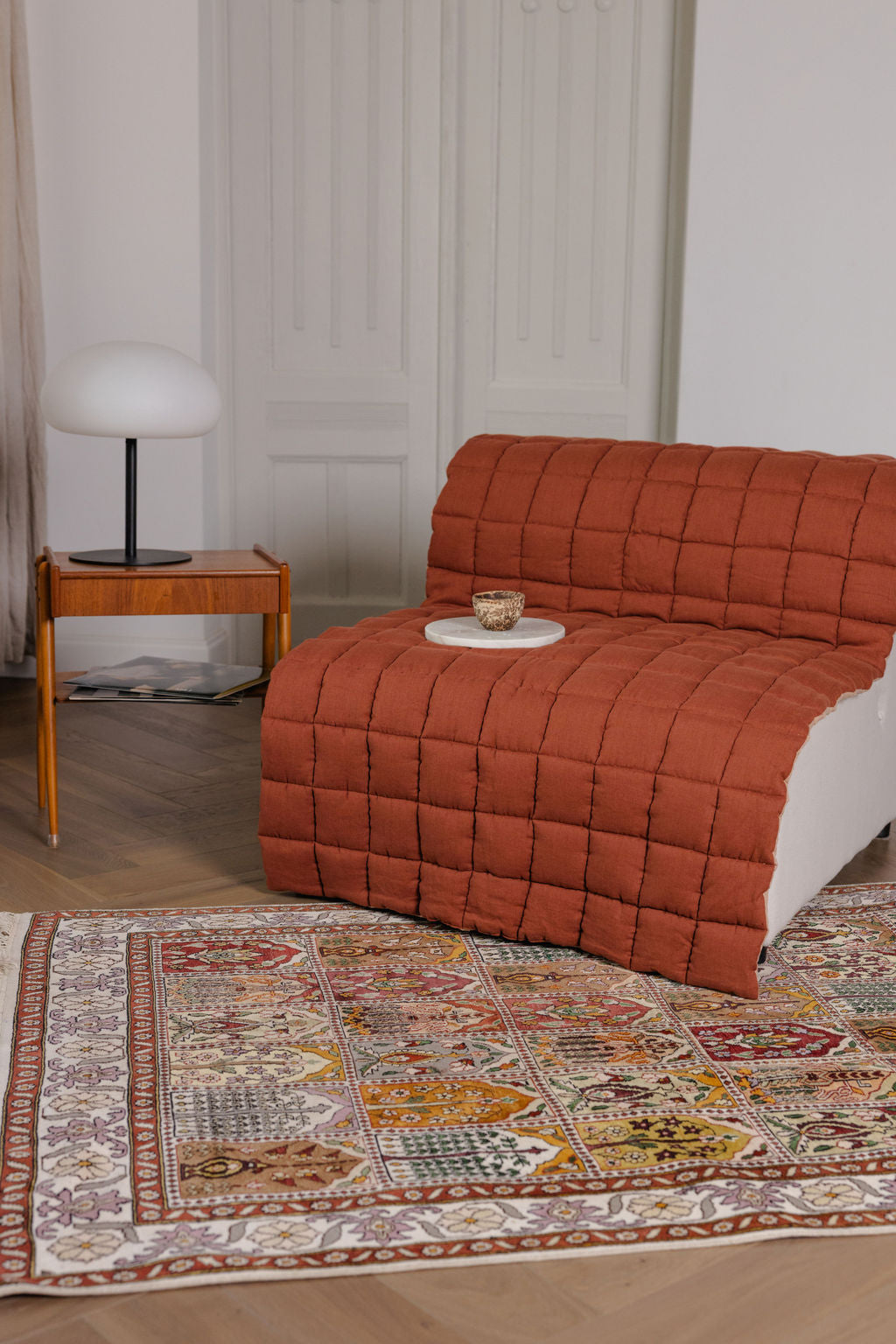 quilted linen lounge slipcover