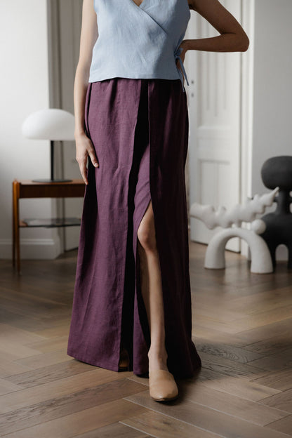 Wide Linen Palazzo Pants