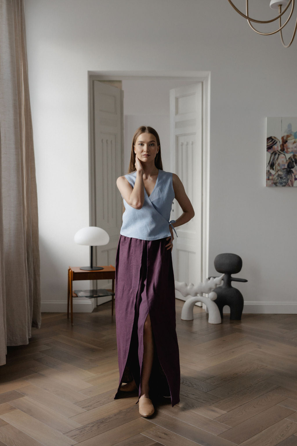 Wide Linen Palazzo Pants