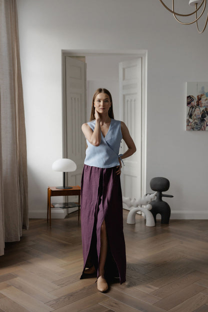 Wide Linen Palazzo Pants