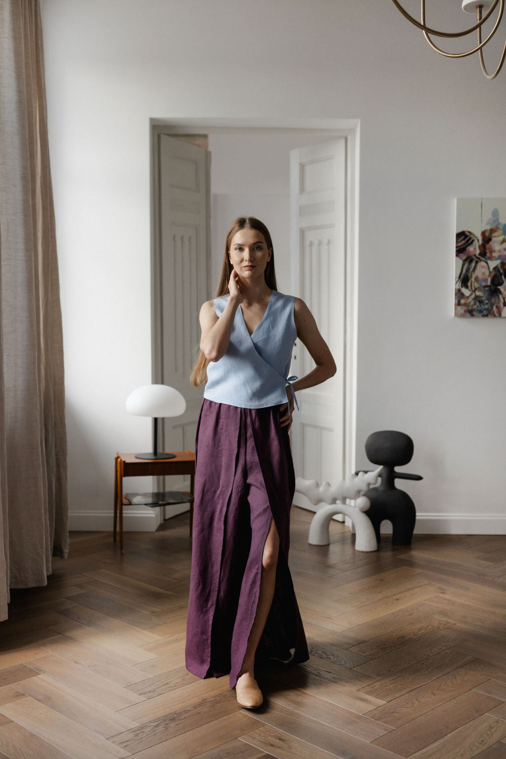 Wide Linen Palazzo Pants