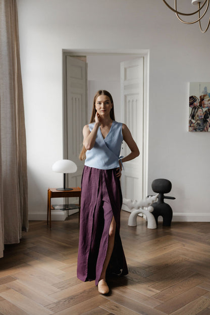 Wide Linen Palazzo Pants
