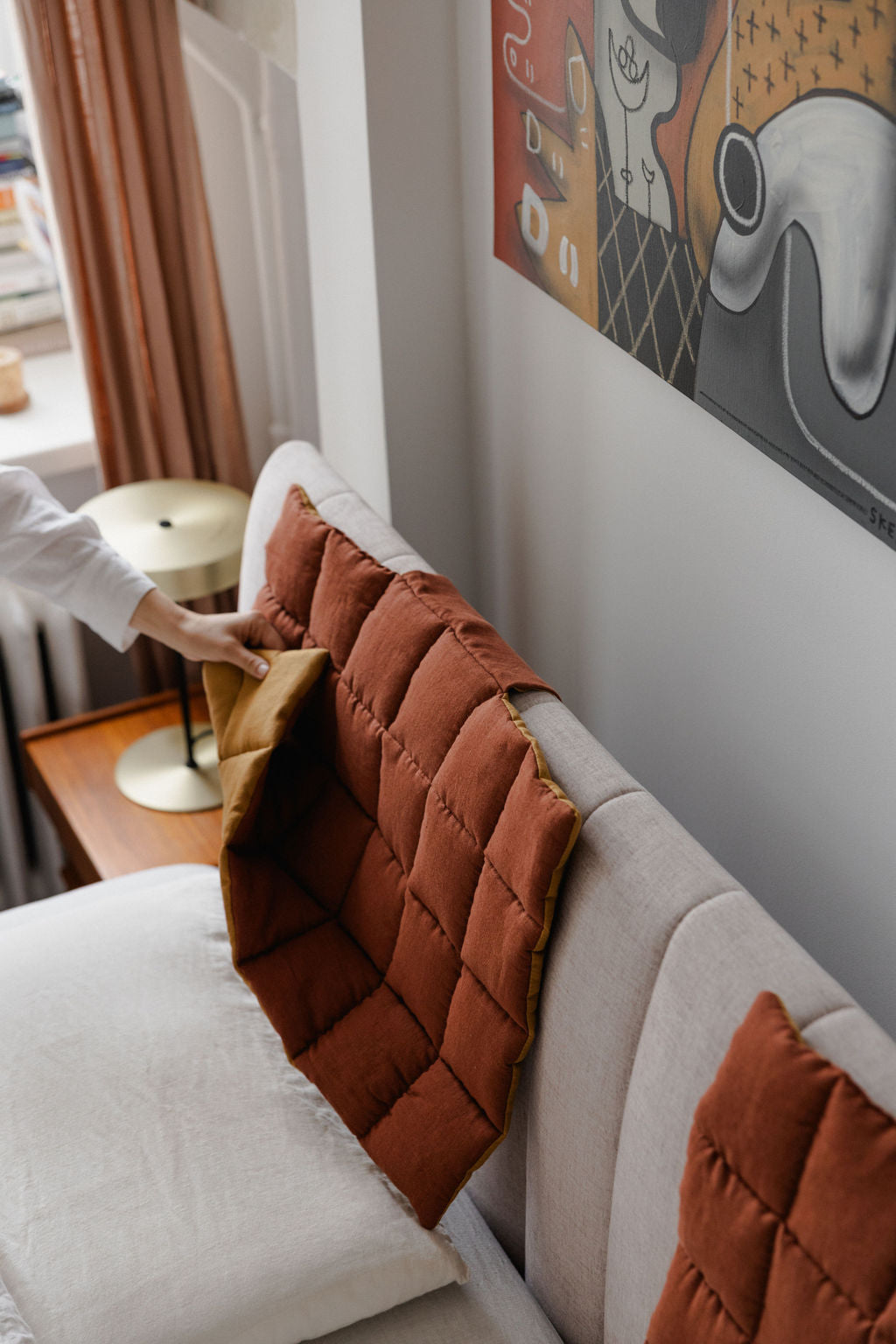 Rusty Linen Headboard Cover