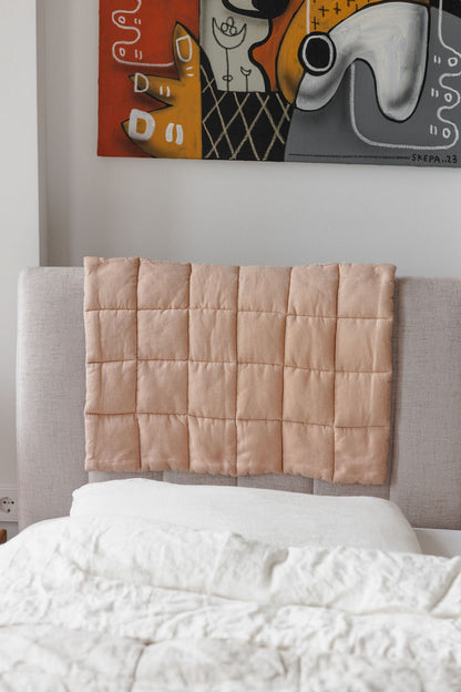 Peach Linen Headboard Cover