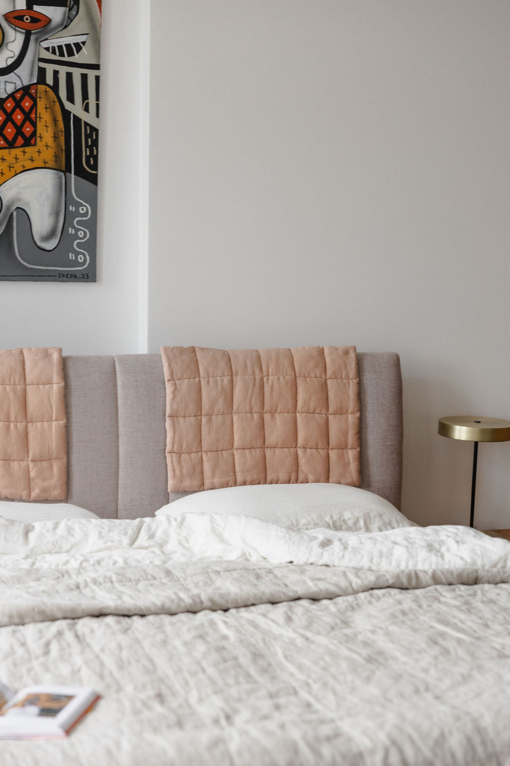 Peach Linen Headboard Cover