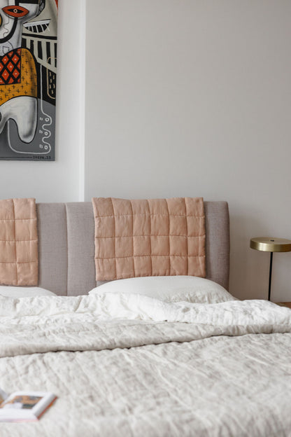 Peach Linen Headboard Cover