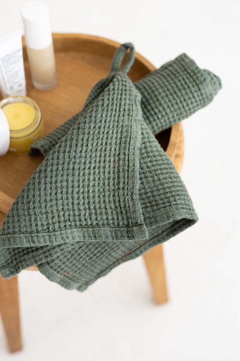 waffle linen face towels