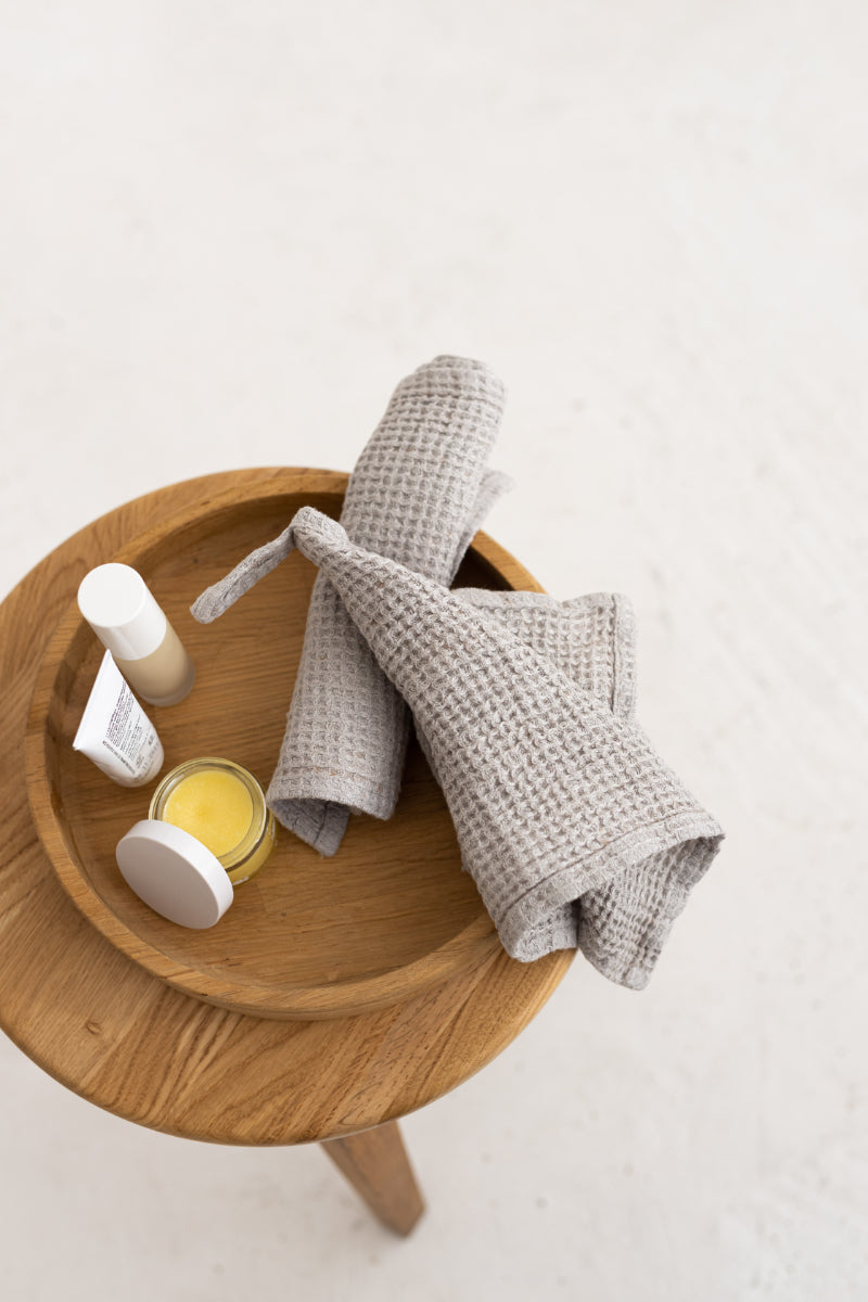 waffle linen face towels