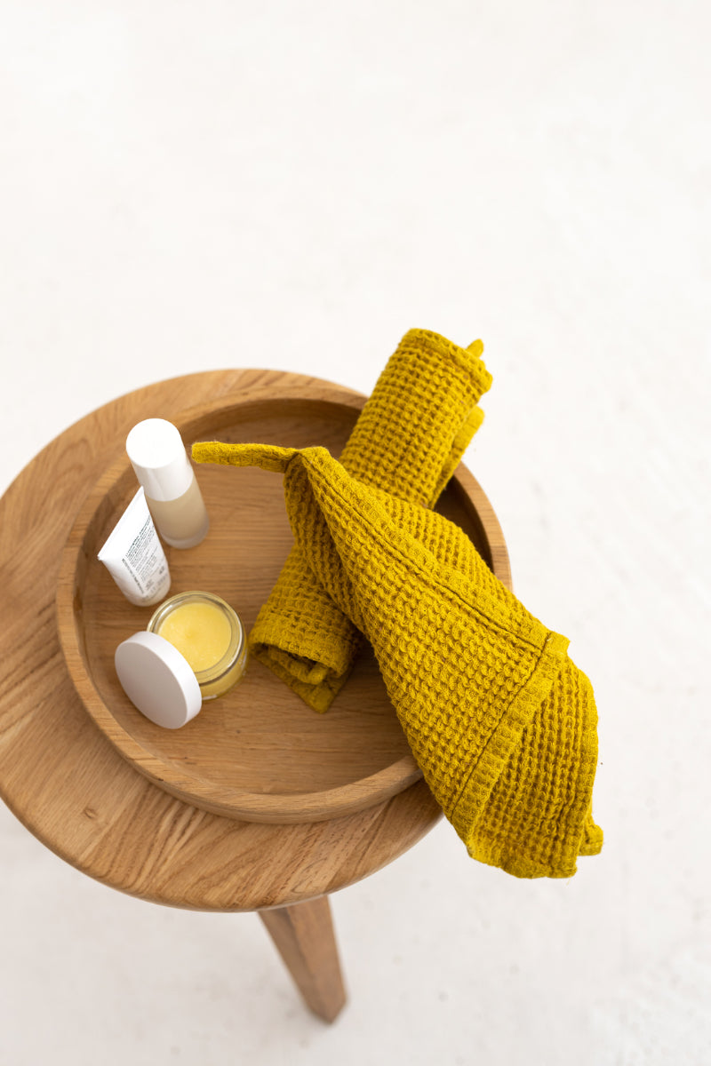 waffle linen face towel
