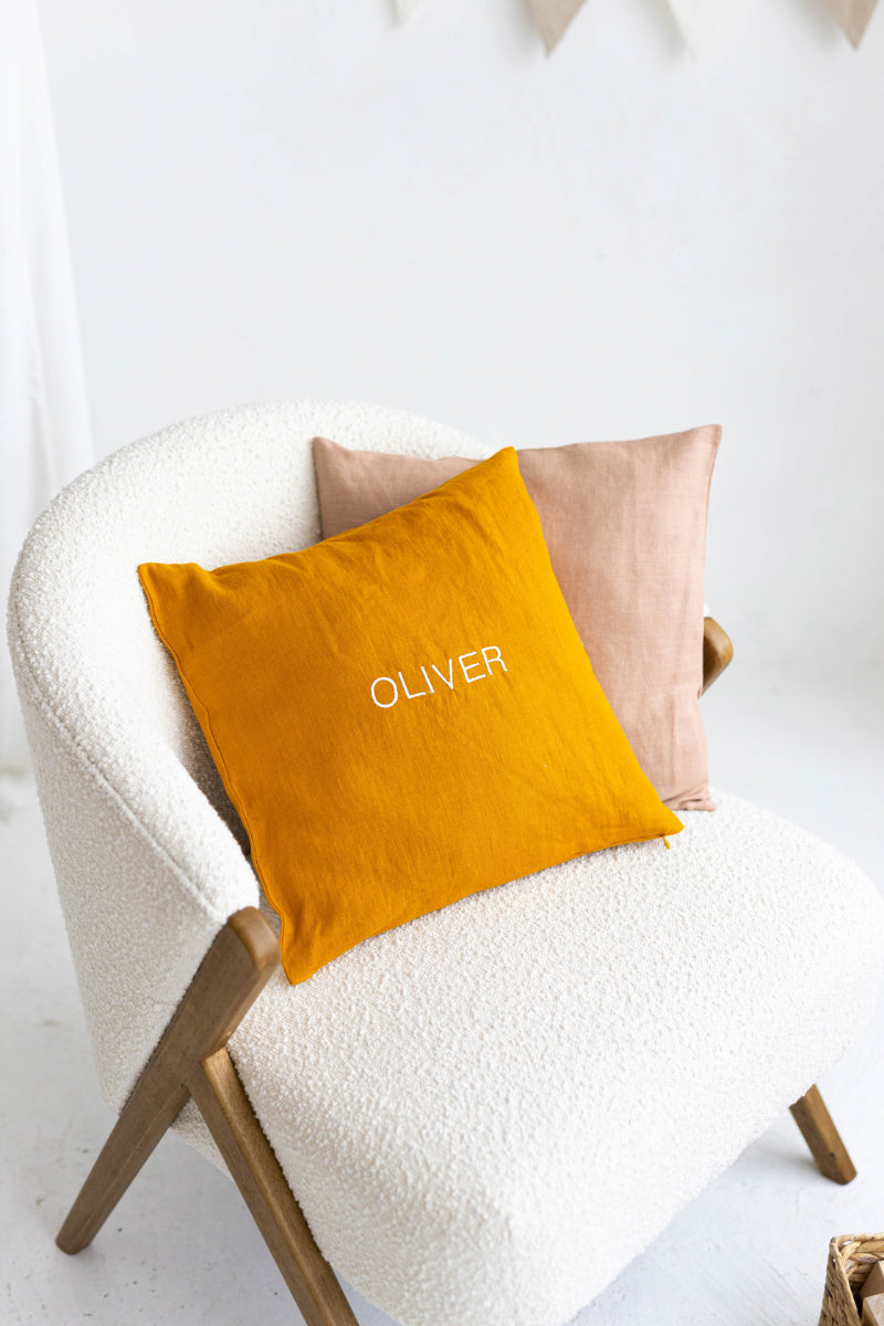 personalized linen pillow cover