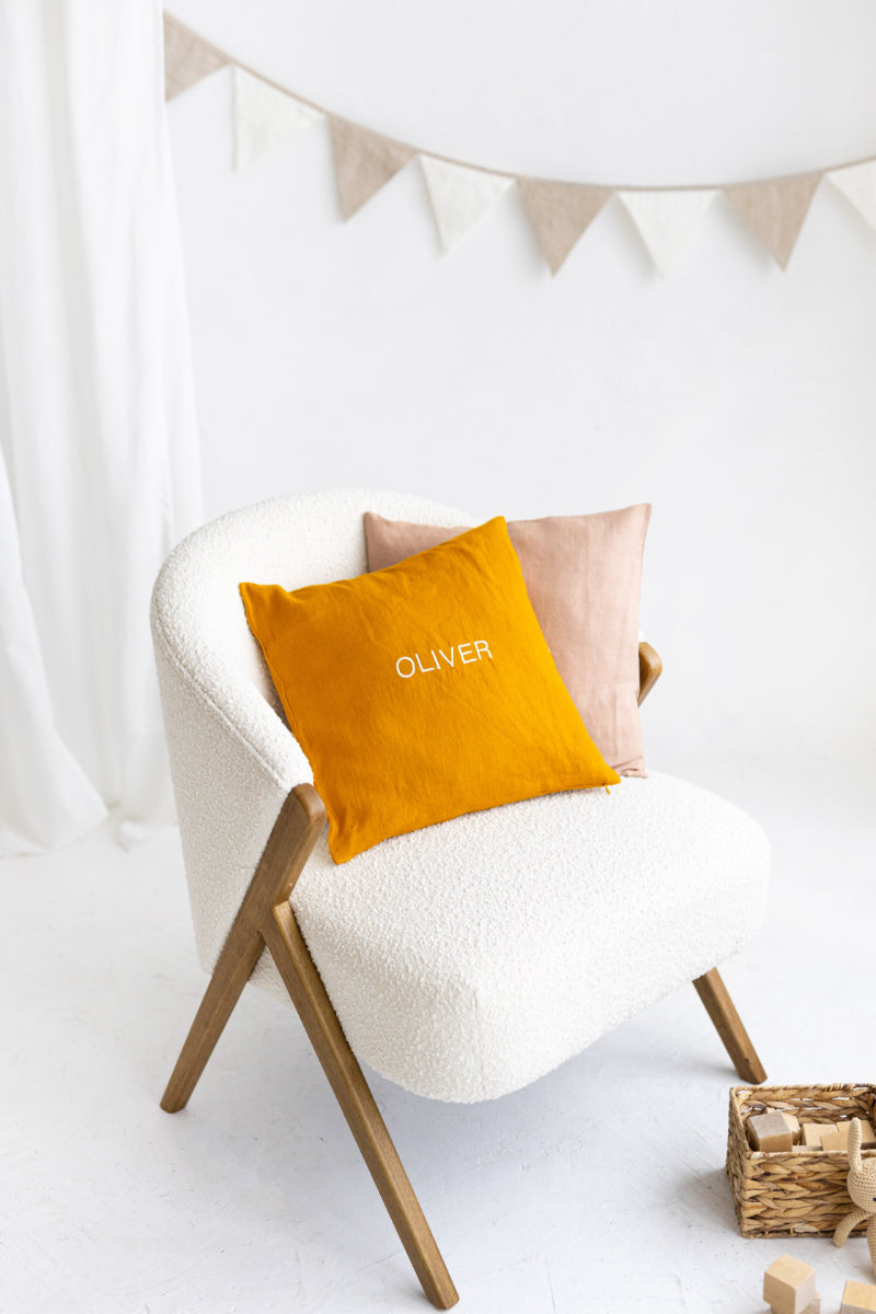 personalized linen pillow cover