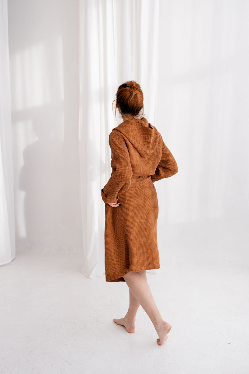 waffle linen bathrobe