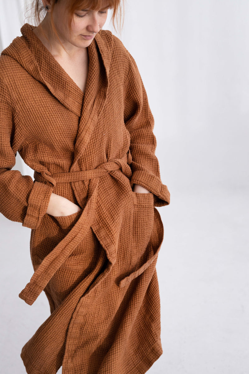 waffle linen bathrobe