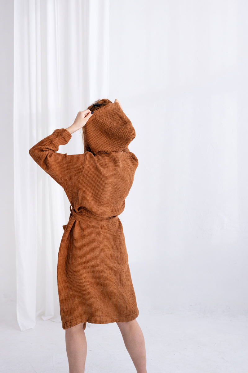 waffle linen bathrobe