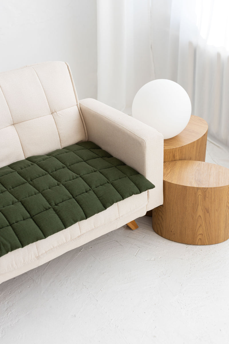 quilted linen couch cover