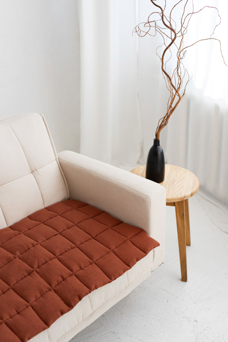 quilted linen couch cover