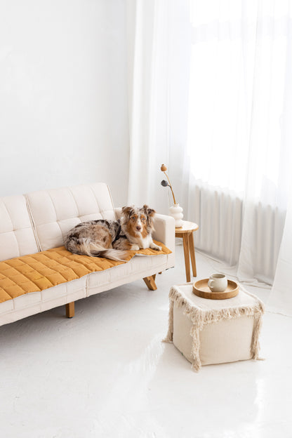 quilted linen couch cover