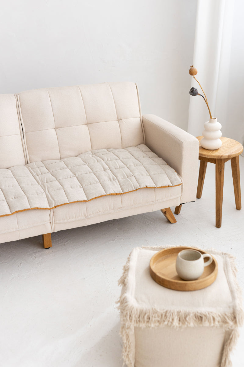 quilted linen couch cover